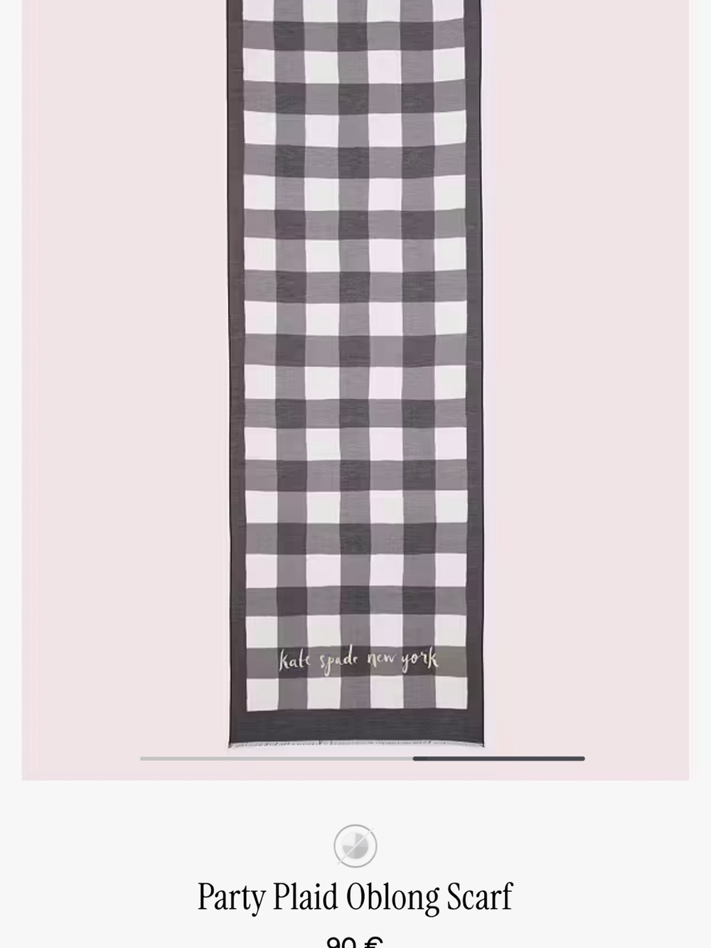 Kate Spade New York Party Plaid Oblong Scarf Black Fall Gingham Sheer logo